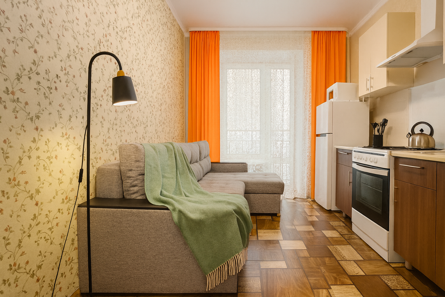 1-к. квартира, 38 м², 2 кровати